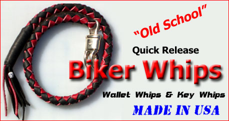 Old School Get-Back Biker Whips — Quick Release · Made in USA