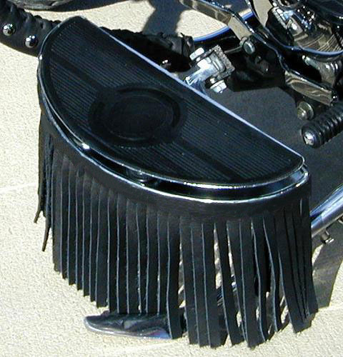 Leather floorboard fringe — no studs